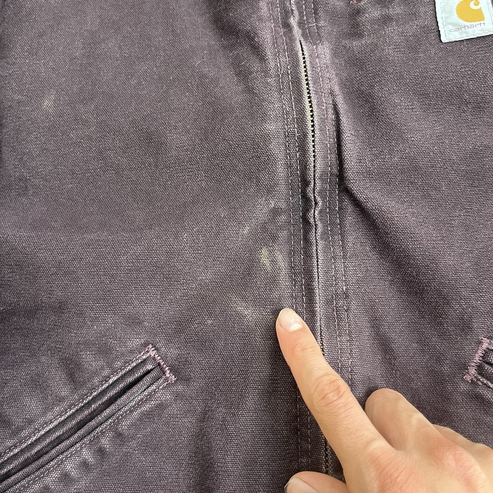 Carhartt WJ141 DWN Deep Wine‎ Duck Canvas Sherpa Hooded Work Jacket Women's M - Picture 10 of 16